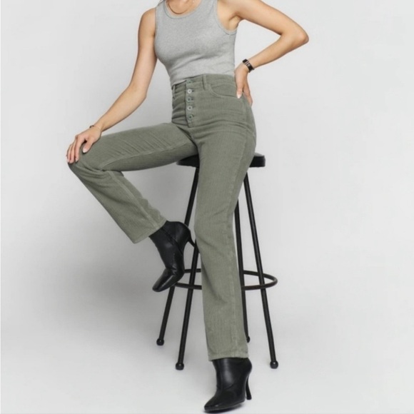 Reformation Cynthia Button Fly High-Rise Straight Corduroy Pants Size 25 - Picture 5 of 10